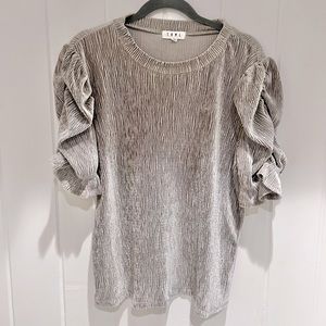 THML silver velvet blouse top